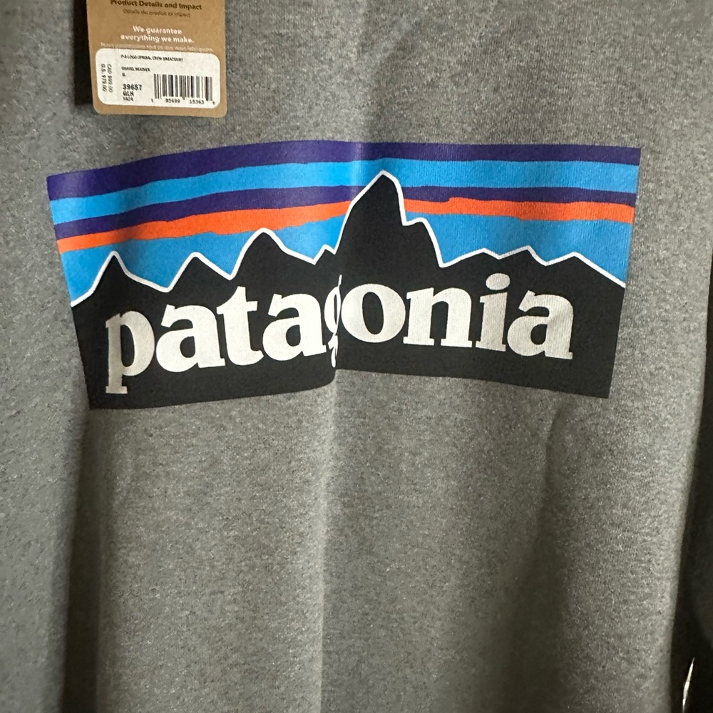 Patagonia Gray Logo Sweatshirt Crew Neck XL - Picture 6 of 6